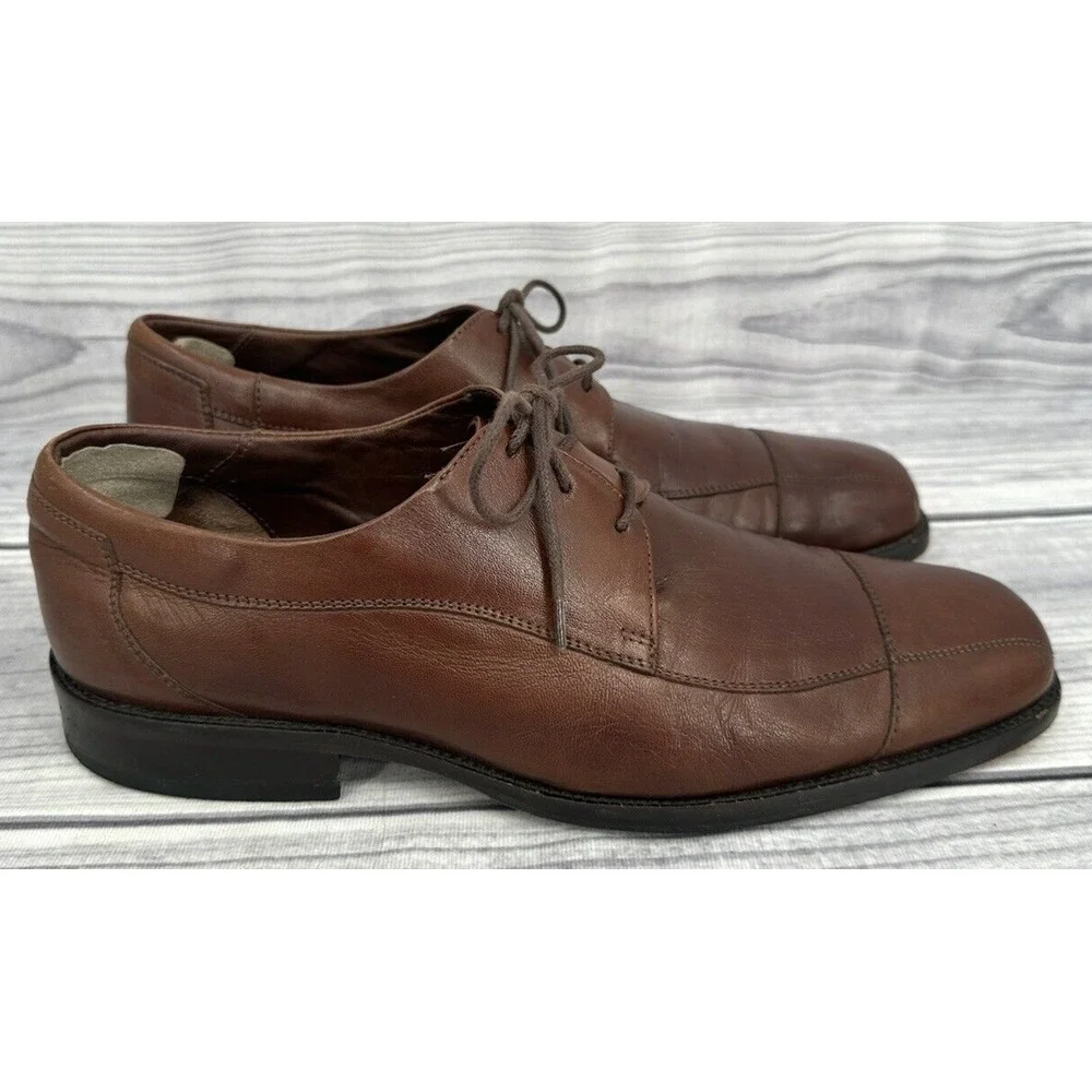 JOHNSTON & MURPHY OXFORD DRESS SHOES Men's Size 11.5 M‎ BROWN LEATHER